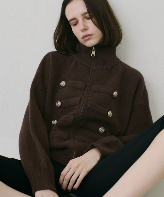 Wool Blend Napoleon Knit Cardigan