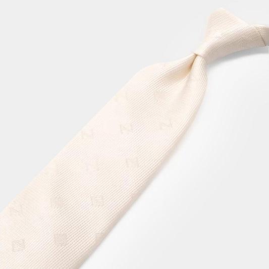 Necktie: Blessed Shironeri White Original Logo | Japanese Silk | SHAKUNONE (includes gift paper bag)