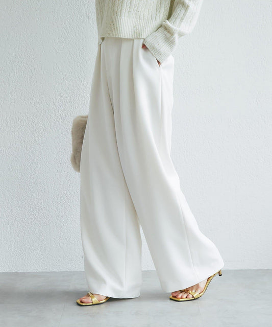 High Waist 2-Tuck Wide Pants