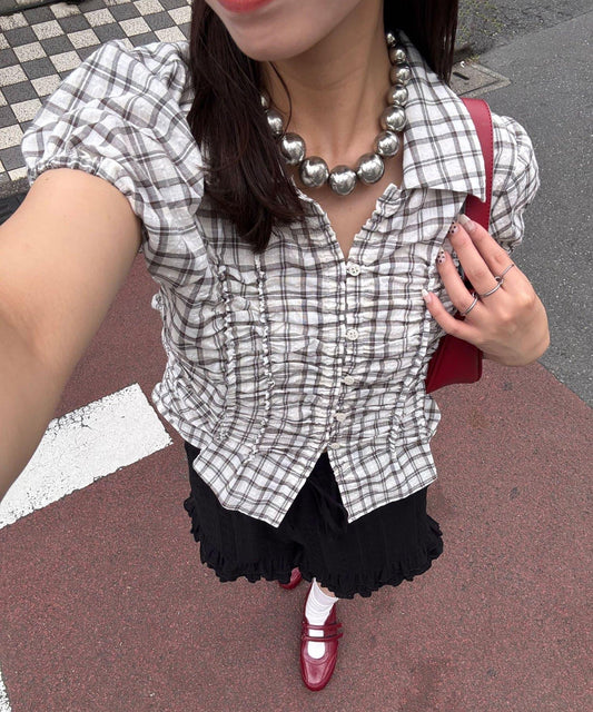 Check Shirring Compact Shirt