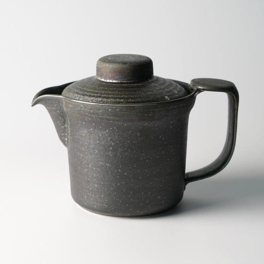 Mino Ware Marumo Kato Wide-Mouth Pot, Black Silver Glaze (with strainer)