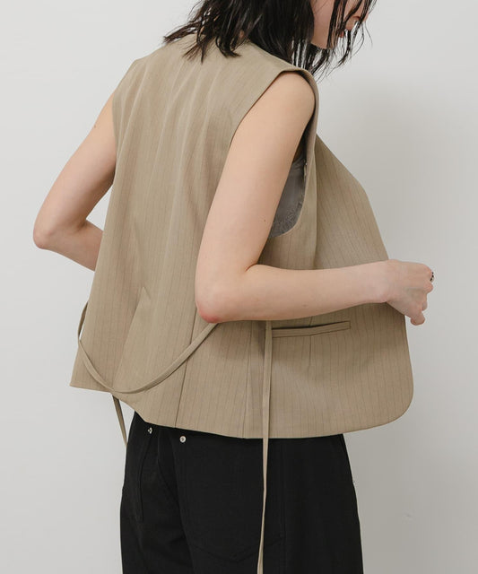 Pinstripe Belted Gilet
