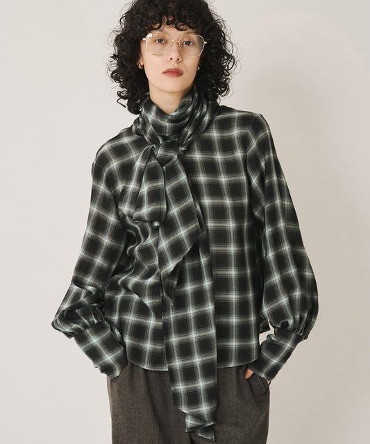 Viyella Check Bow Tie Blouse