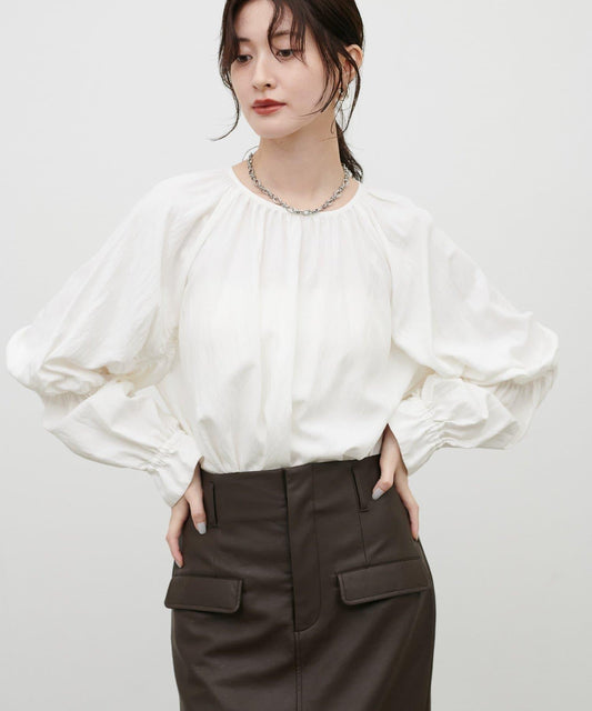Raglan Gathered Sleeve Blouse