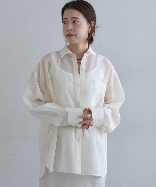 [Washable] Sheer Slub Shirt
