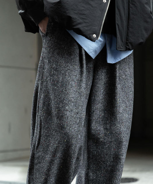 Color Nep One-Tuck Barrel Pants