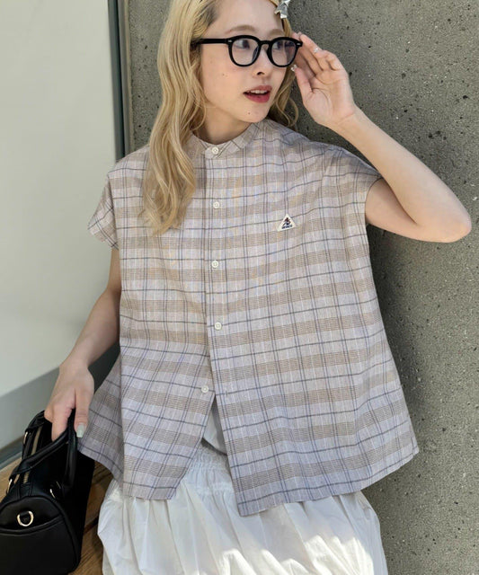 【GEVACO】French Sleeve Band Collar Shirt