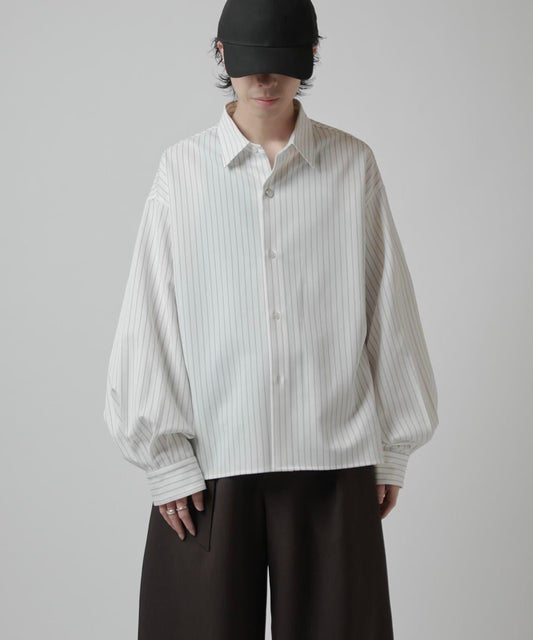 [Neucon] Balloon Sleeve Stripe Overshirt
