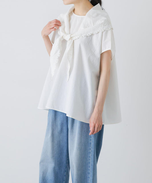 Embroidered Scarf Blouse