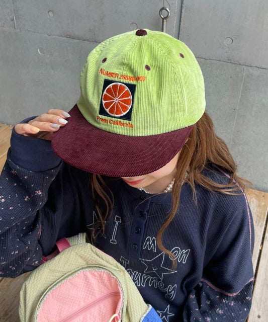 [HELLO.SANFRANCISCO] Two-tone Logo Corduroy Cap