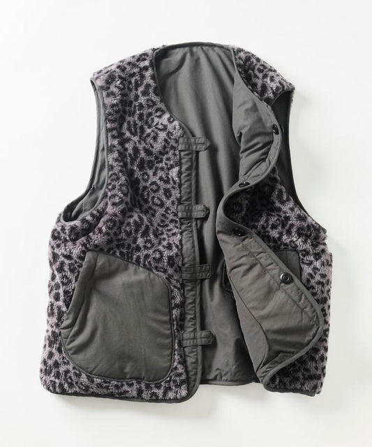 Relax Fit 2-Way Reversible Boa Vest / Leopard