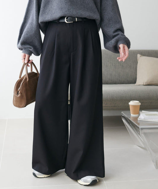 [Discoat] Wool Blend Wide Pants