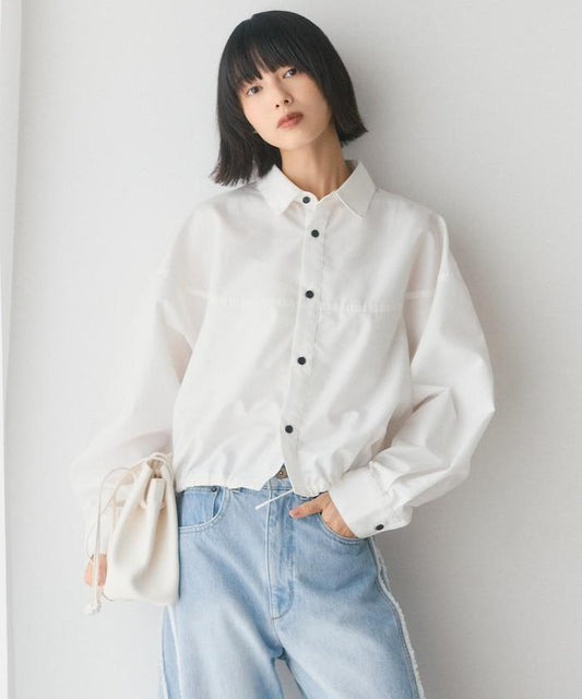Hem Cord Switching Short Length Long Sleeve Shirt [Limited Distribution]