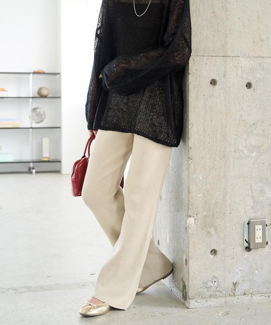 Rib Knit Flare Knit Pants [Limited Distribution]