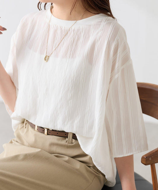 SNS Popular! Pullover Blouse with Ribbing