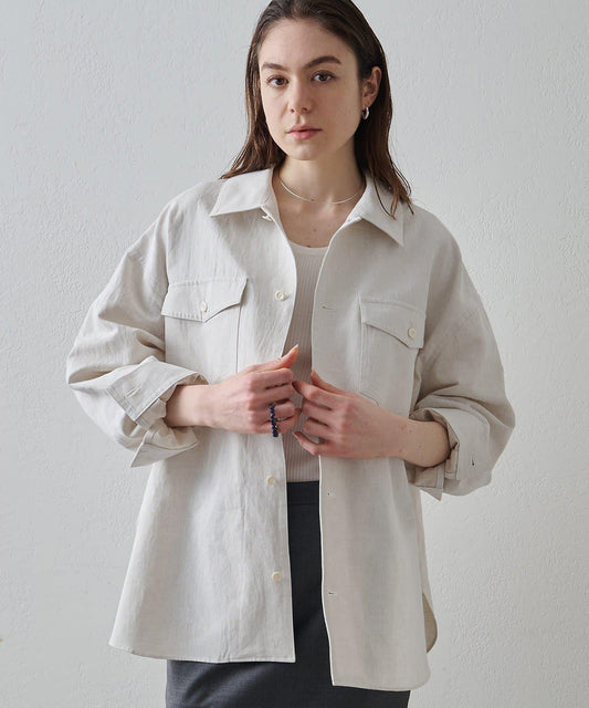 [Drawing Numbers] Cotton Linen Denim Shirt