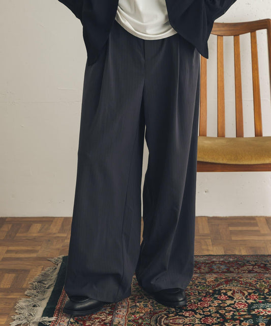 Pinstripe Tuck Wide Slacks