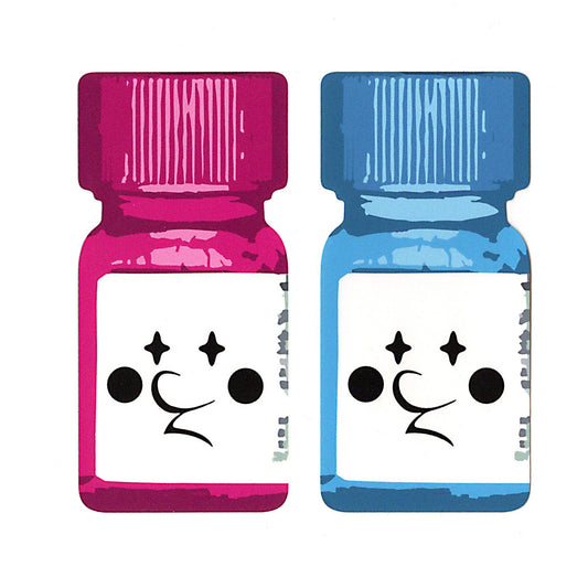 JW Bottle Head Stickers (2 pieces) [Pink / Light Blue]