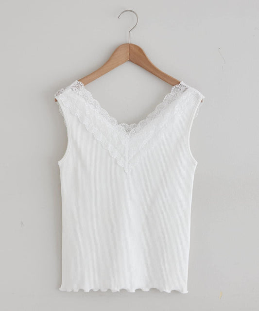 Ribbed V-lace Tank Top [Spring/Summer Must-Have Item]