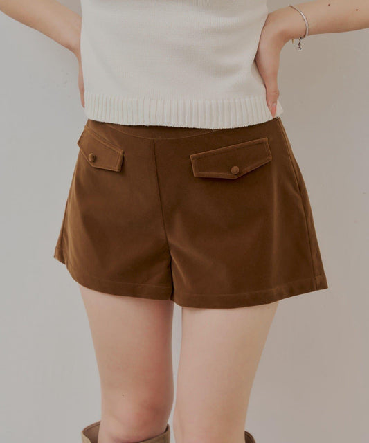 Flap Design Velour Short Pants (Available in 2 Sizes)