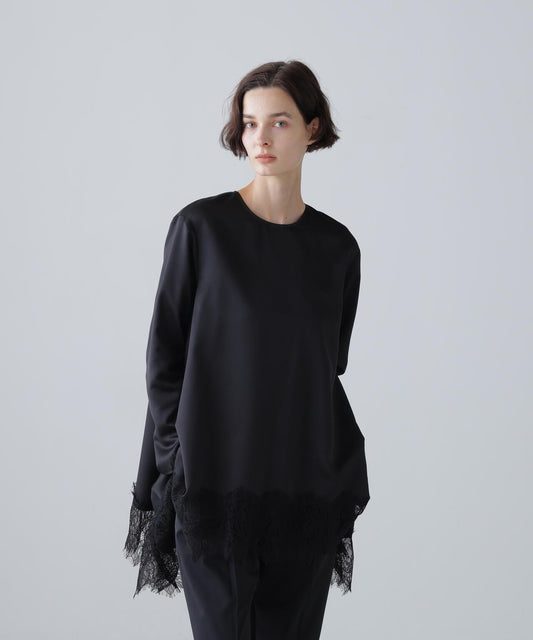 Lacy Hem Satin Blouse