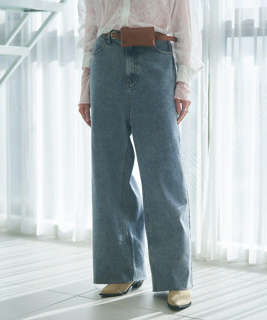 [2026SS][Adjustable Waist & Self-Cuttable] Remake-like Denim Wide Pants