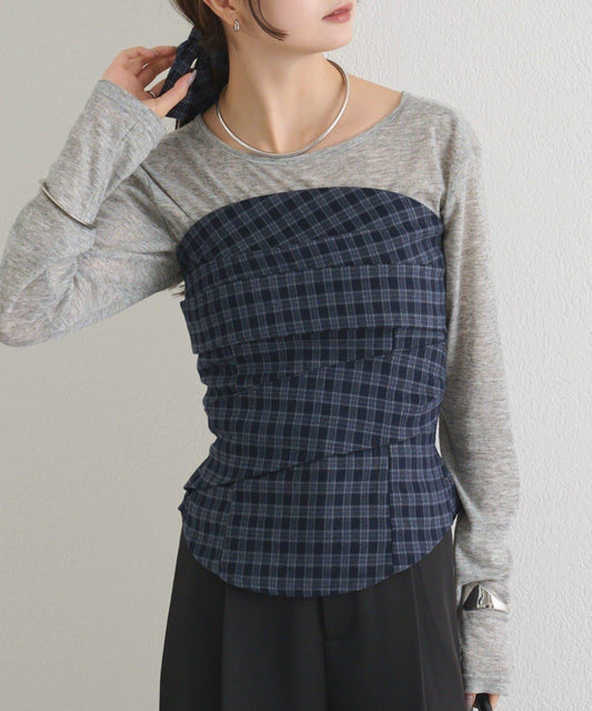 Choker Included Brushed Check Bear Bustier [BLK/WEB Exclusive]