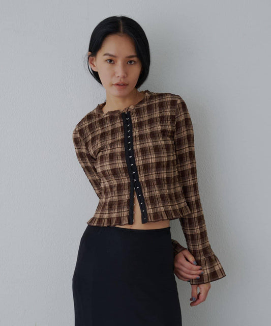 Check Shirring Blouse