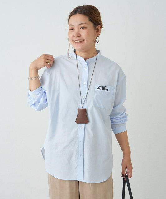[@remi_usus collaboration] Logo Embroidered Band Collar Shirt
