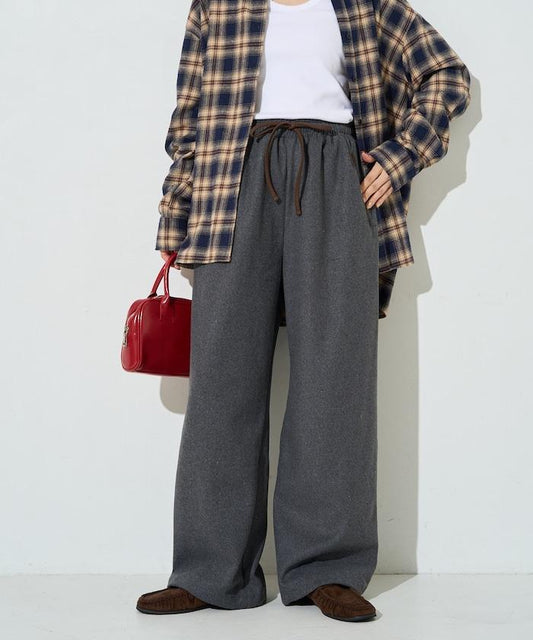 Wool-touch Piping Loose Pants [Limited Distribution]