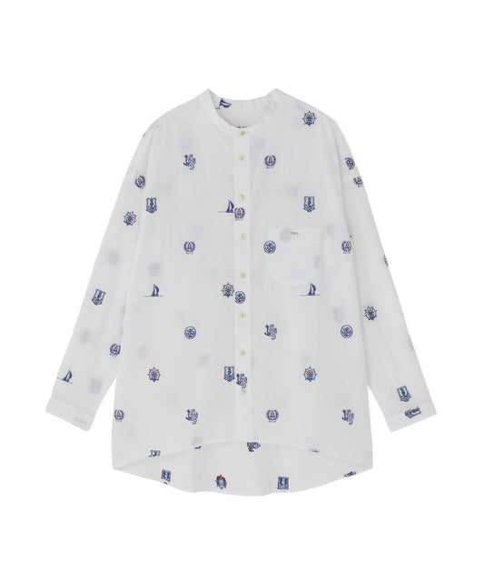 【WEB Limited】NATIC Cut Jacquard Marine Pattern Blouse
