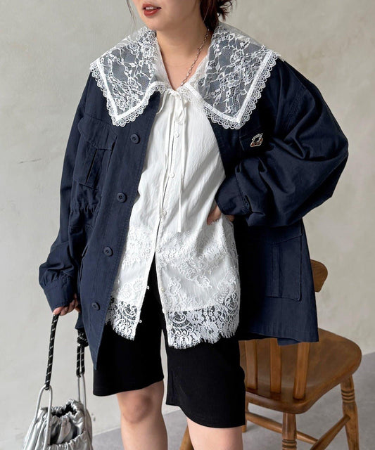 [WEB Exclusive] Sailor Collar Lace Blouse