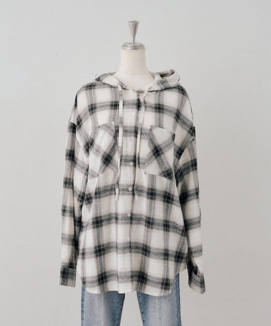 [ANOTHER BRANCH] Check Hooded Shirt