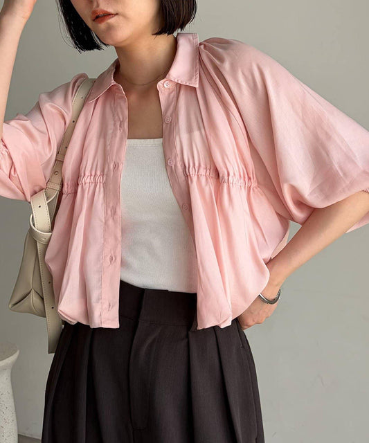 【CAPRICIEUX LE'MAGE】Balloon Crop Sheer Shirt