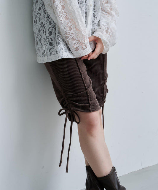 [Kastane] Cut Velour Biker Pants