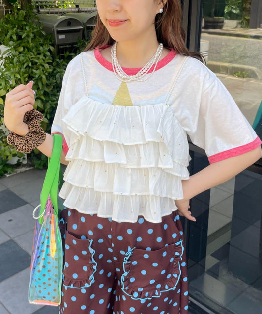 [HELLO.SANFRANCISCO] Lamé Dot Frill Camisole