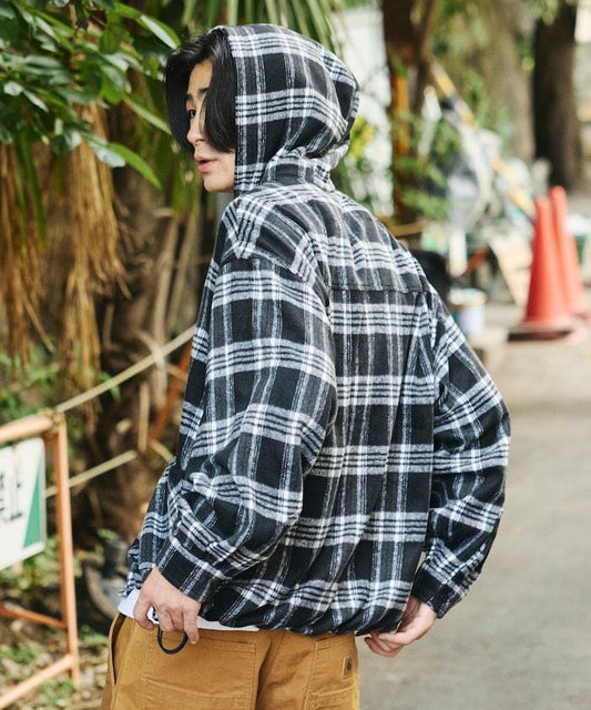 Heavyweight Check Flannel Hoodie Shirt / Drawcord [Limited Distribution]