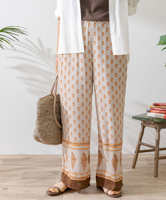Panel Print Crepe Pants
