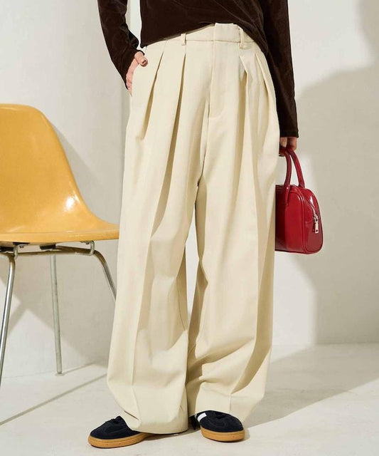 <Setup Compatible> Wool-like 2-Tuck Curve Pants [Limited Distribution]