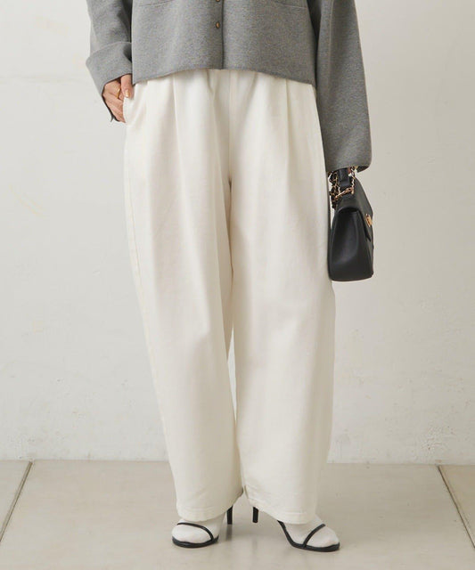 Lyocell Blend Denim Two-Tuck Easy Pants
