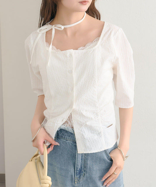 Square Neck Cropped Blouse