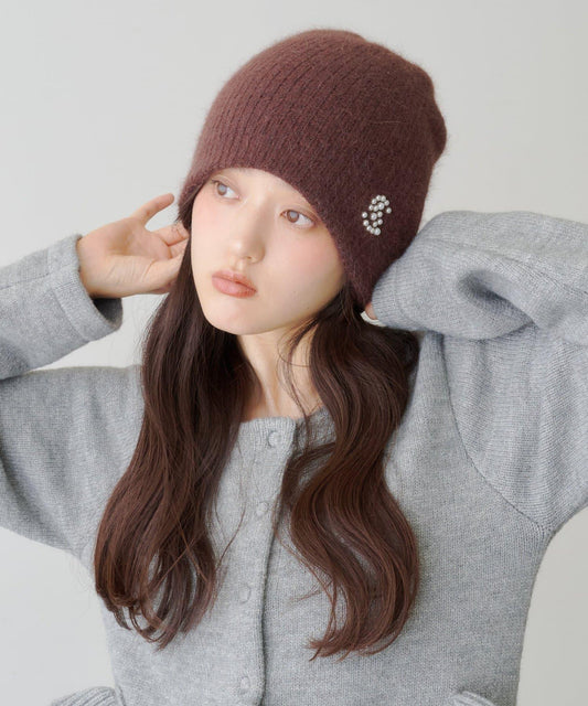 Brooch-like Mohair Beanie