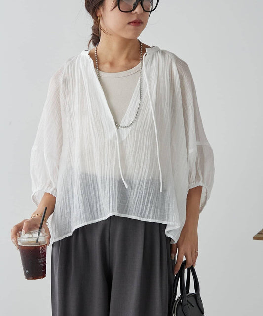 [RMAF] "Face-slimming" Lantern Sleeve Crepe Blouse
