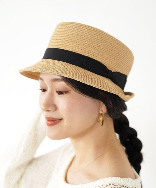 [Size Adjustable] Raffia Braid Square Cloche High Back Hat