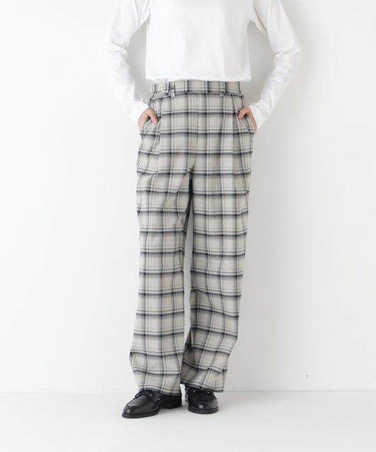 TR Check Tuck Wide Tapered Pants