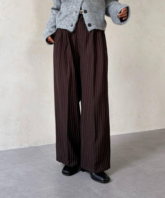 Stripe Tuck Wide Pants
