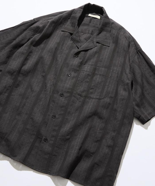 Relaxed Fit All-Over Pattern Jacquard Open Collar Shirt [Limited Distribution]