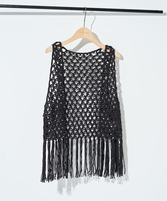 Fringe Pattern Knit Vest