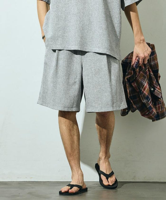 Dry Touch Summer Tweed Wide Easy Shorts / Setup Compatible / Easy Care