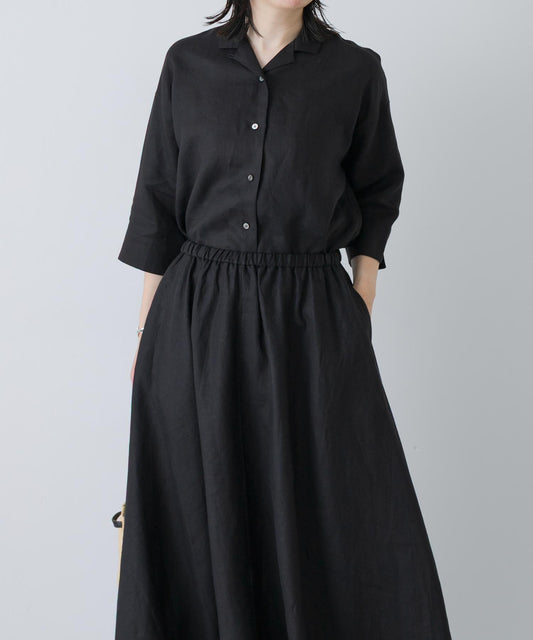 Linen Short Sleeve Open Collar Shirt